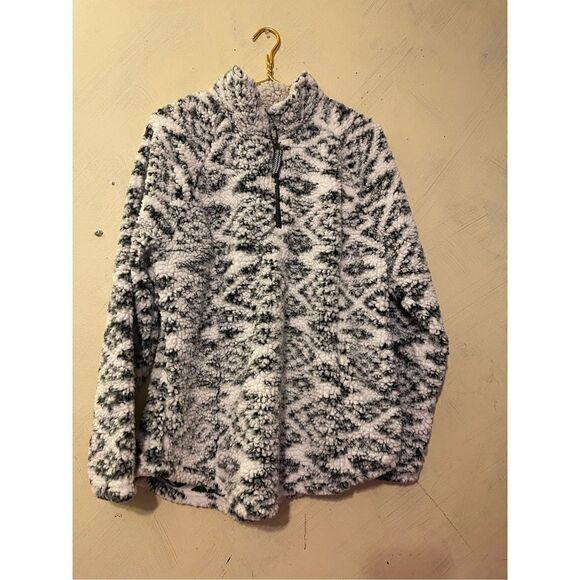 Cozy Sherpa Aztec women’s Pullover sweatshirt sz XXL  Quarter Zip Super Soft - Picture 1 of 7